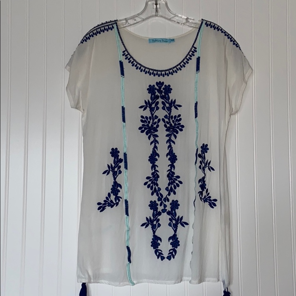 Solitaire Swim embroidered top